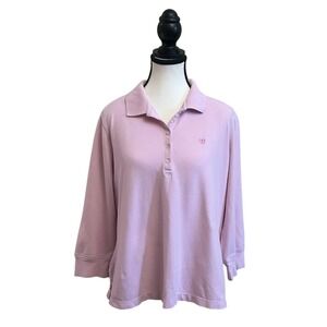 IZOD Women's XL Pink 3/4 Sleeve Polo Shirt Cotton Blend Casual Top